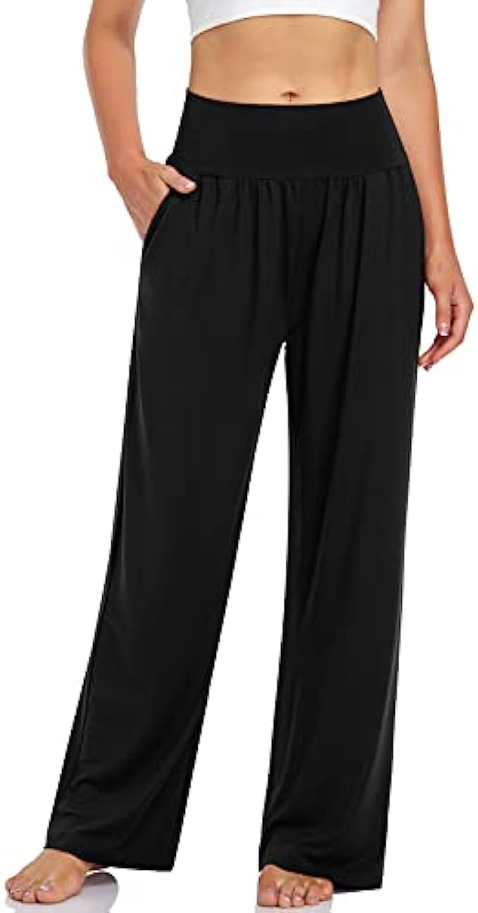 UEU Women's Casual Loose Wide Leg Cozy Pants Yoga Sweatpants Comfy High Waisted Sports Athletic Lounge Pants with Pockets