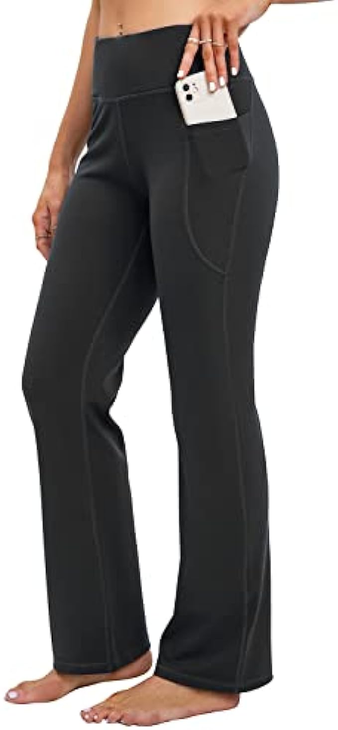 FOPNEW Bootcut Yoga Pants for Women with Pockets High Waisted Workout Pants for Women Bootleg Work Pants Dress Pants