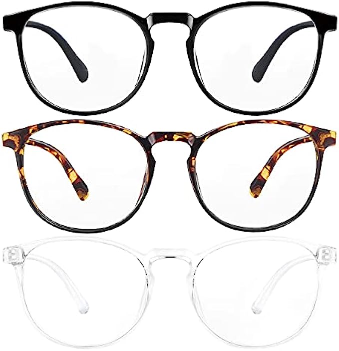 3-Pack Blue Light Blocking Glasses for Women/Men Blue Light Glasses for Teens, Computer Glasses Gaming Glasses Anti Eye Strain Non-Prescription