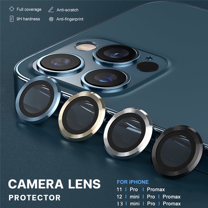 For iPhone 11 12 13 14 15 Pro Max Sapphire Rear Camera Lens Protector Ring Tempered Glass