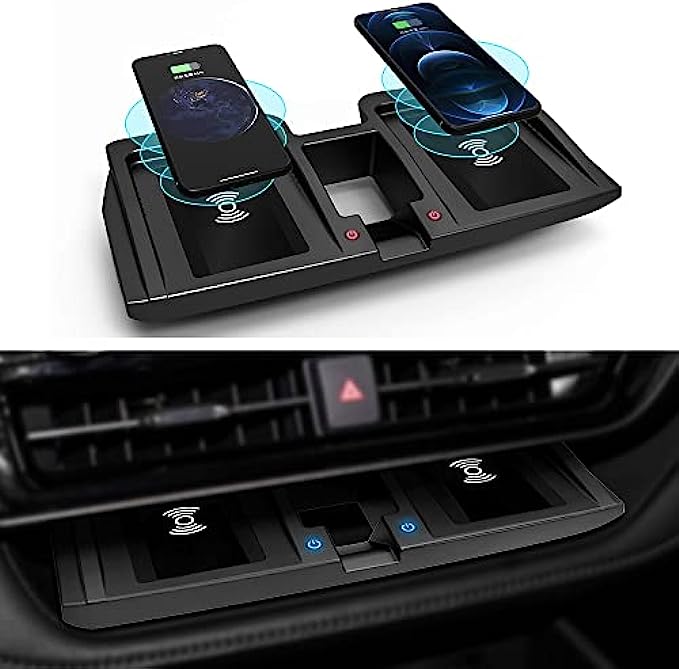 CLEC Wireless Charger Fit for Toyota Highlander 2022-2020,Wireless Phone Charging Pad for Highlander 2022 Accessories,15W Dual Charging Center Console Wireless Phone Charging Mount for Cell Phones