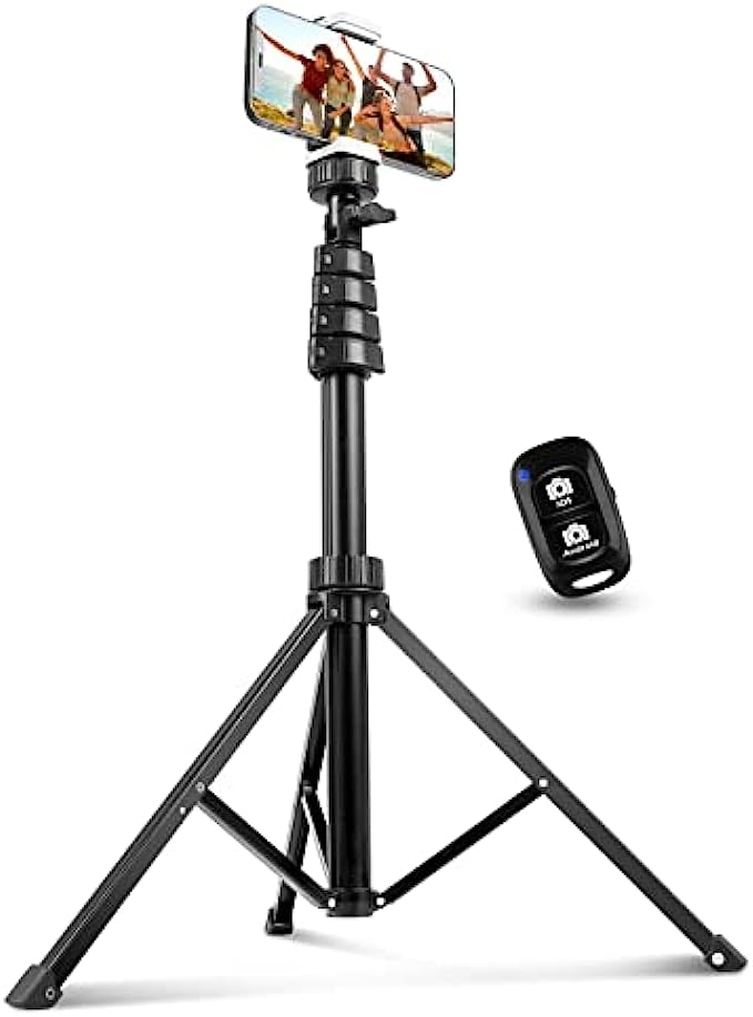 Aureday 62" Phone Tripod Accessory Kits, Camera & Cell Phone Tripod Stand with Wireless Remote and Universal Tripod Head Mount, Perfect for Selfies/Video Recording/Vlogging/Live Streaming