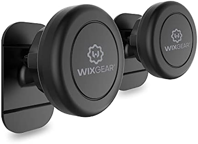 Magnetic Car Mount, WixGear Universal Stick On Mount (2 Pack) Dashboard Magnetic Phone Holder for Car, for Cell Phones and Mini Tablets with Fast Swift-snap Technology, Strong Phone Mount for Car
