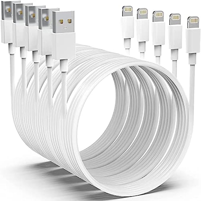 [Apple MFi Certified] 5pack[6/6/6/10/10FT] iPhone Charger Long Lightning Cable Fast Charging High Speed Data Sync USB Cable Compatible iPhone 13/12/11 Pro Max/XS MAX/XR/XS/X/8/7/Plus/6S iPad AirPods