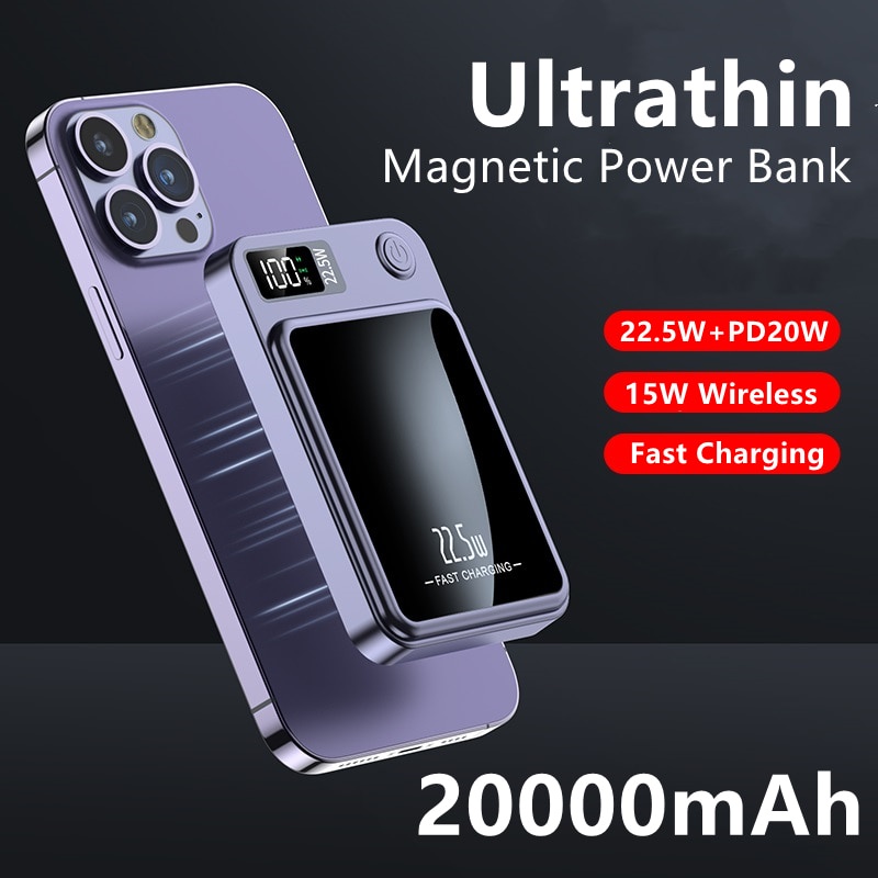 [SG Stock] Magnetic Power Bank 20000mAh Fast Charging PD20W Wireless Powerbank Portable For iphone Samsung