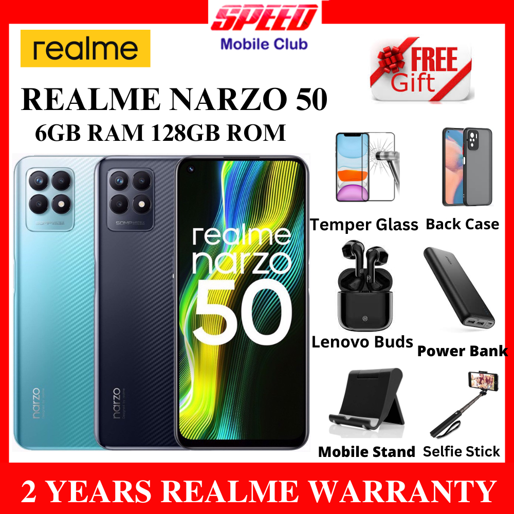 Realme Narzo 50 6GB/128GB | Realme Narzo 50A Prime (4GB/64GB) (4GB/128GB) | Free Gifts | 2 Years Realme Warranty