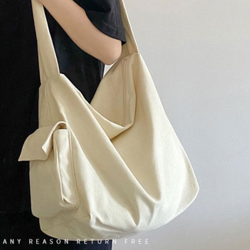 Ins New Female Student Korean Canvas Messenger Bag Casual Lazy Wind Shoulder Bag Joker Large Capacity Handbag