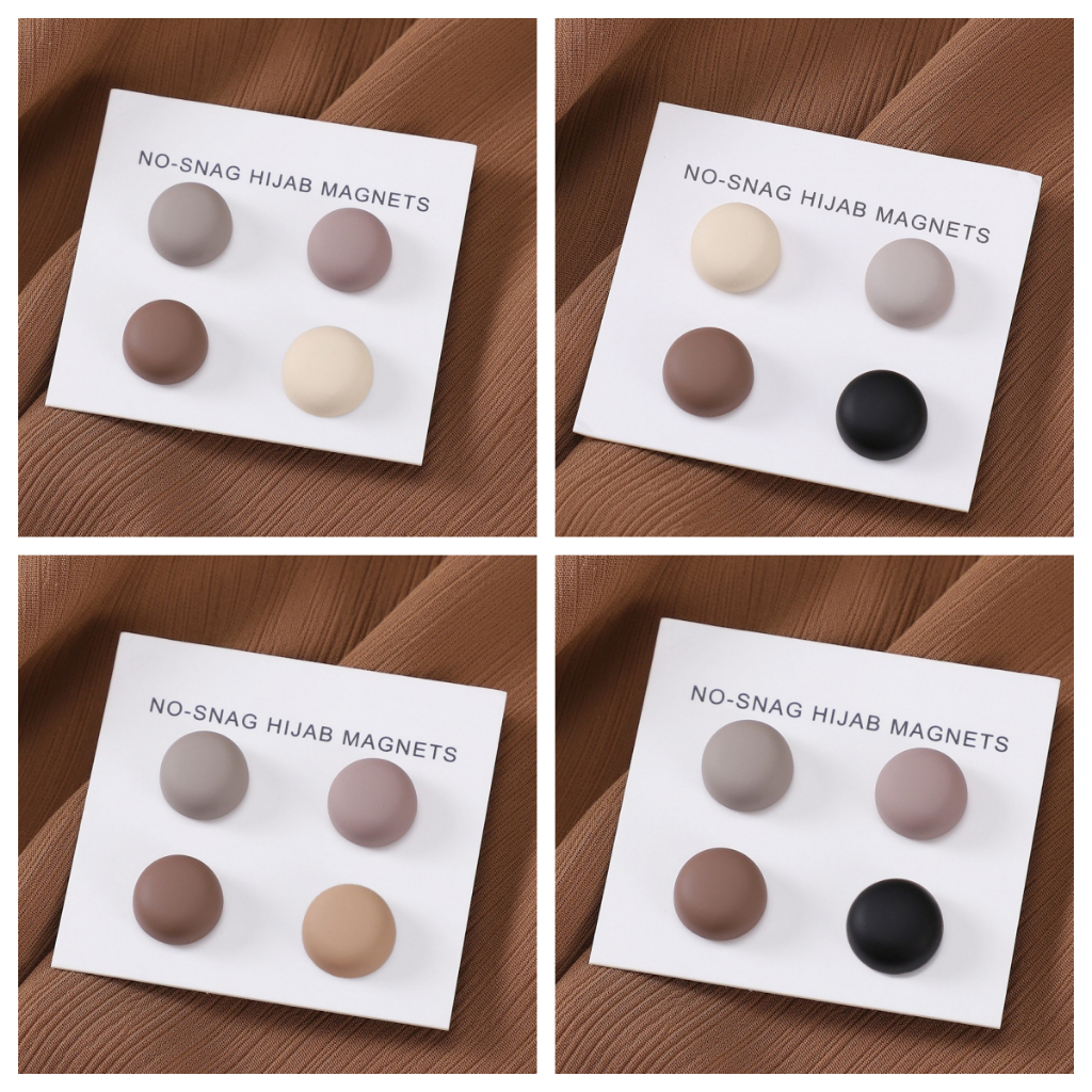 4 pcs/set Multi-Use Decoration Brooch Colorful Magnet Pin For Women Hijab Scarves