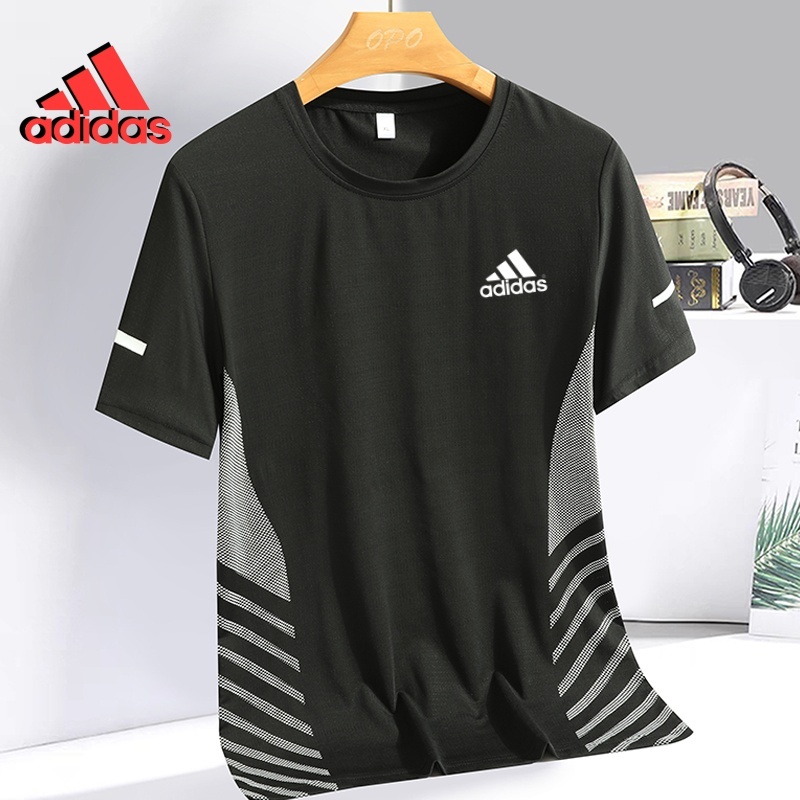 [Original] 5 Colors Quick-Drying Men's Short-Sleeved T-Shirt Ice Silk T-Shirt Perspiration Breathable Elastic Casual Top Large Size Sports Top