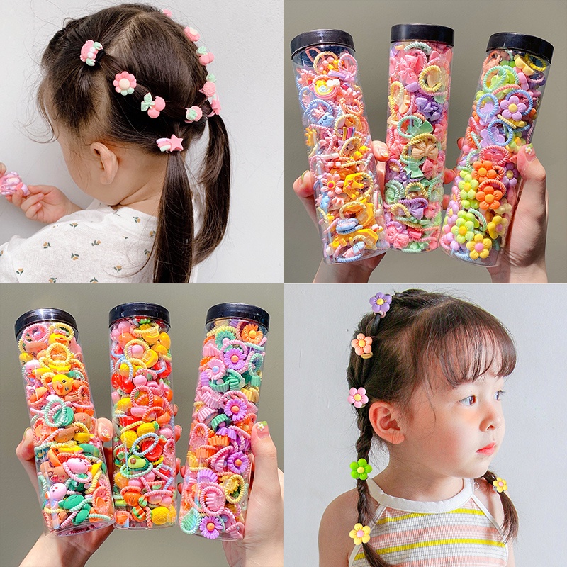20Pcs Korean Style Baby Girls Elastic Rubber Hair Band Baby Cute Ponytail Set Hair Tie Set