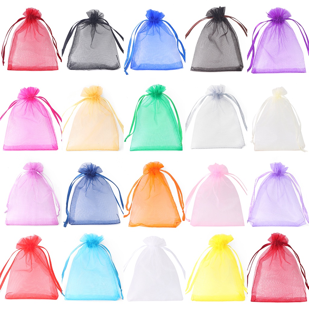 10pcs Mixed Color Jewelry Packaging Bag Organza Bags Gift Storage Drawstring Pouches