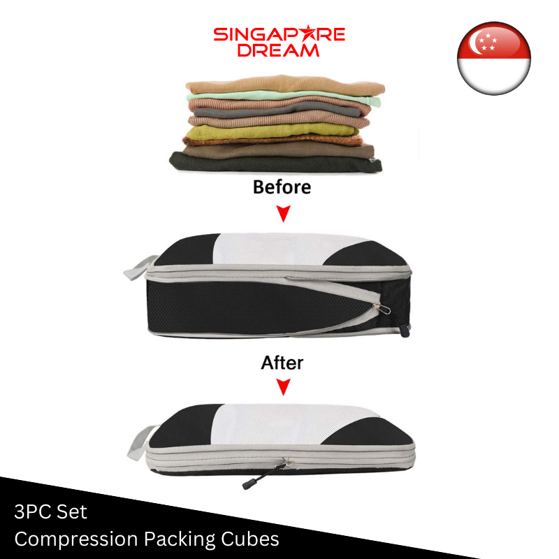 Compression Packing Cubes 3 / 4 PC Organiser Bag Space Saving Storage Organizer Travel Vacuum Luggage Clothes Saver Bags
