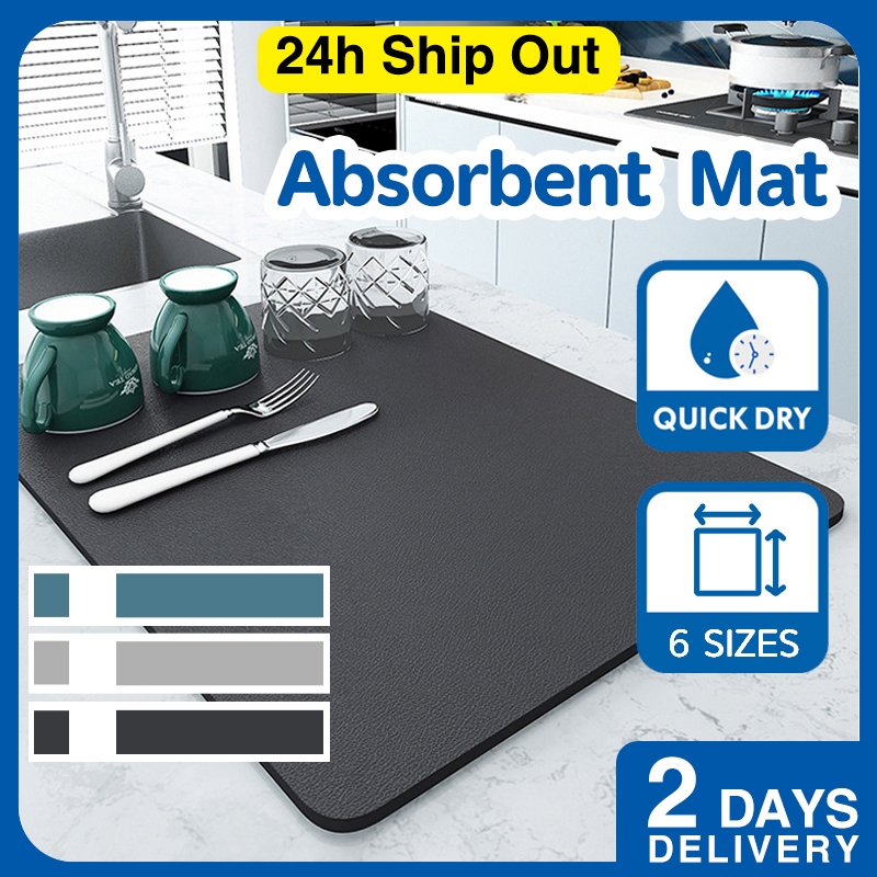 [SG]Large Kitchen Drain Mat Water Absorbent Mat Waterproof Diatomite Mat Dish Quick Drying Mat for Coffee Table and Sink