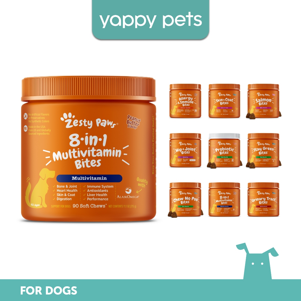 Zesty Paws Functional All Ages Dog Supplements & Vitamins, 90 Soft Chews (360g) | 8-in-1 Multifunctional Multivitamins