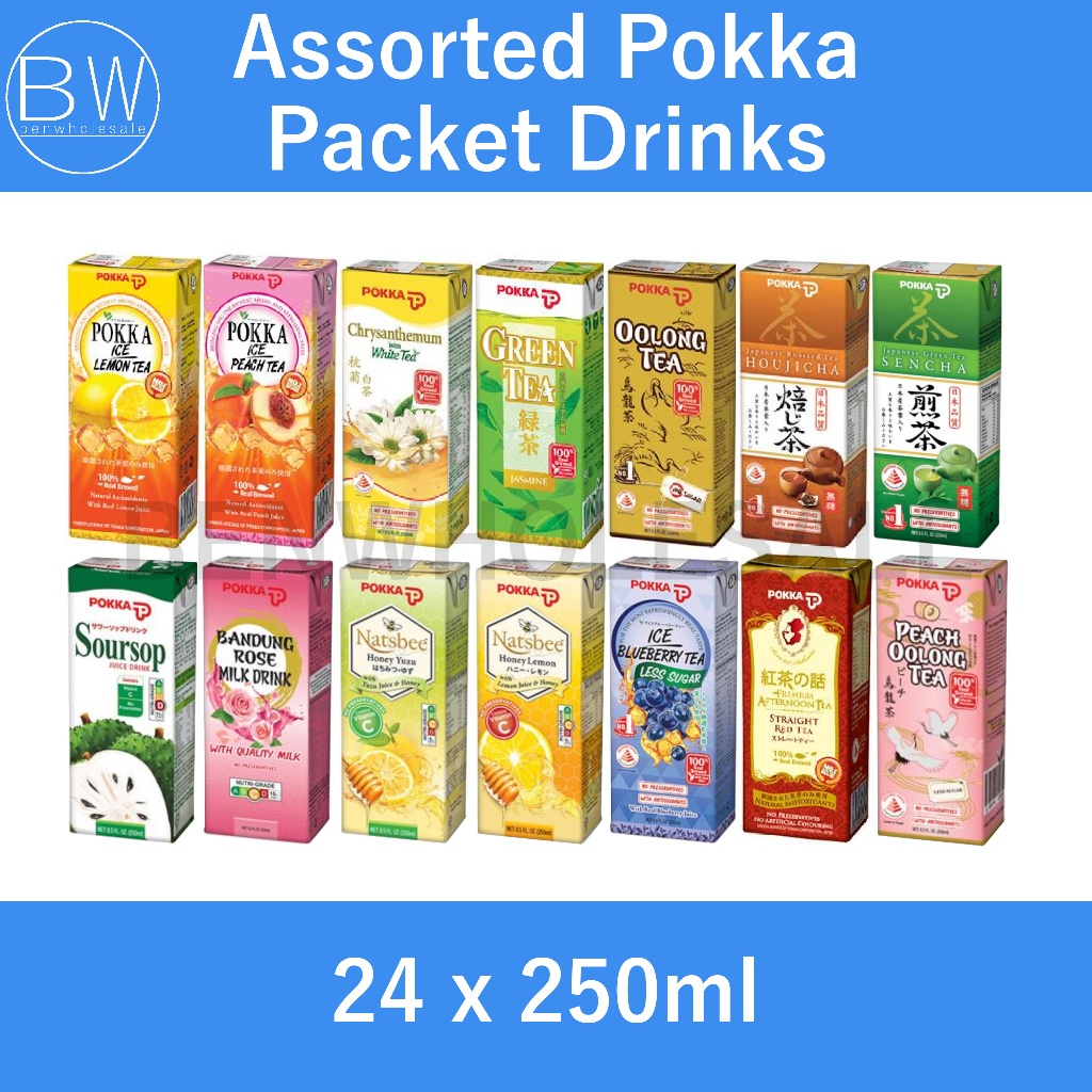 Assorted Pokka Packet Drinks (Green Tea/ Lemon Tea/ Oolong Tea/ Peach Tea/ Houjicha/ Chrysanthemum)