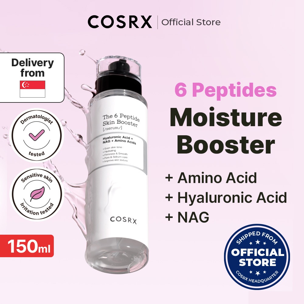 [COSRX] The 6 Peptide Skin Booster Serum 30ml, 150ml, Skin Flooding, Smooth Fine Lines & Firmness, Collagen Boosting & Plumping, Restores multiple skin concerns,