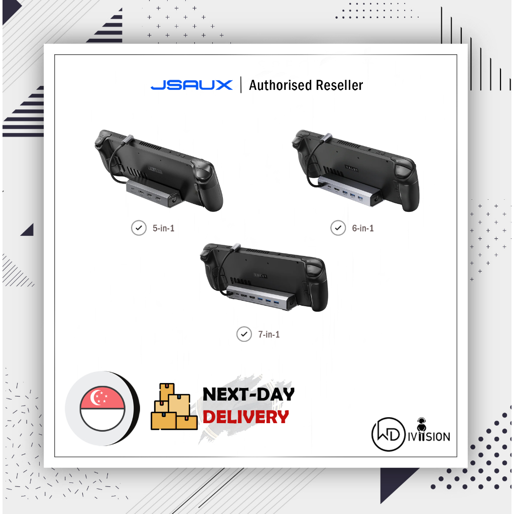 Official JSAUX Docking Station - 5in1 / 6in1 / 7in1 Dock for Valve Steam Deck OLED / ASUS ROG ALLY & X